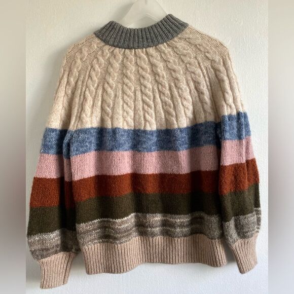 Madewell Deacon Cableknit Mock neck Sweater Size Small Merino wool blend - Picture 8 of 9